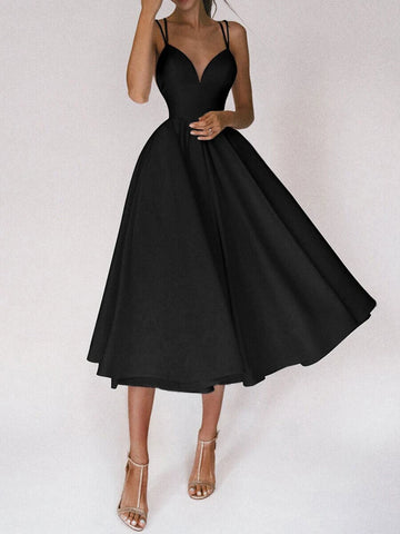 Elegant Summer Spaghetti Strap Midi Dress for Women