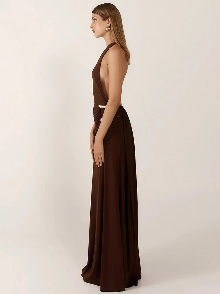 Backless Sexy One Shoulder Maxi Dress for Women