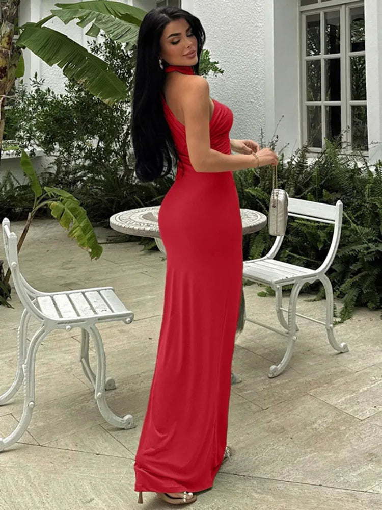 Backless Halter Maxi Dress for Women - Summer Elegance