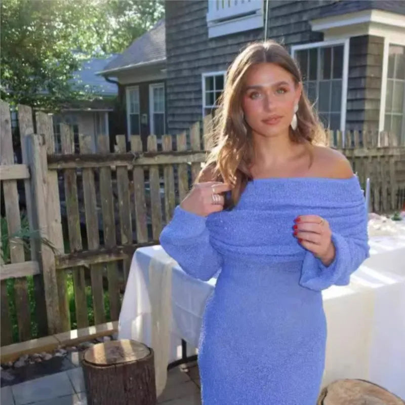 Sexy Off Shoulder Mini Knitted Dress for Women