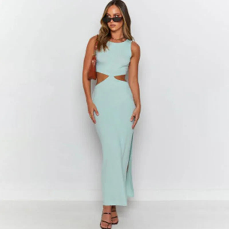 Elegant Summer Hollow Out Sleeveless Bodycon Dress for Women