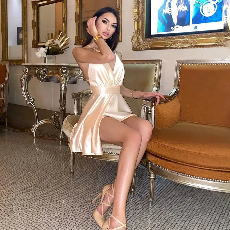 Elegant Summer Mini Dress with Bow - Women's Fashion 2024