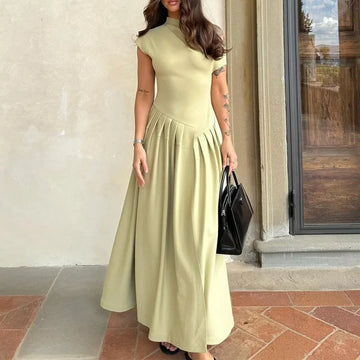 Elegant Irregular Pleated Midi Dress for Women