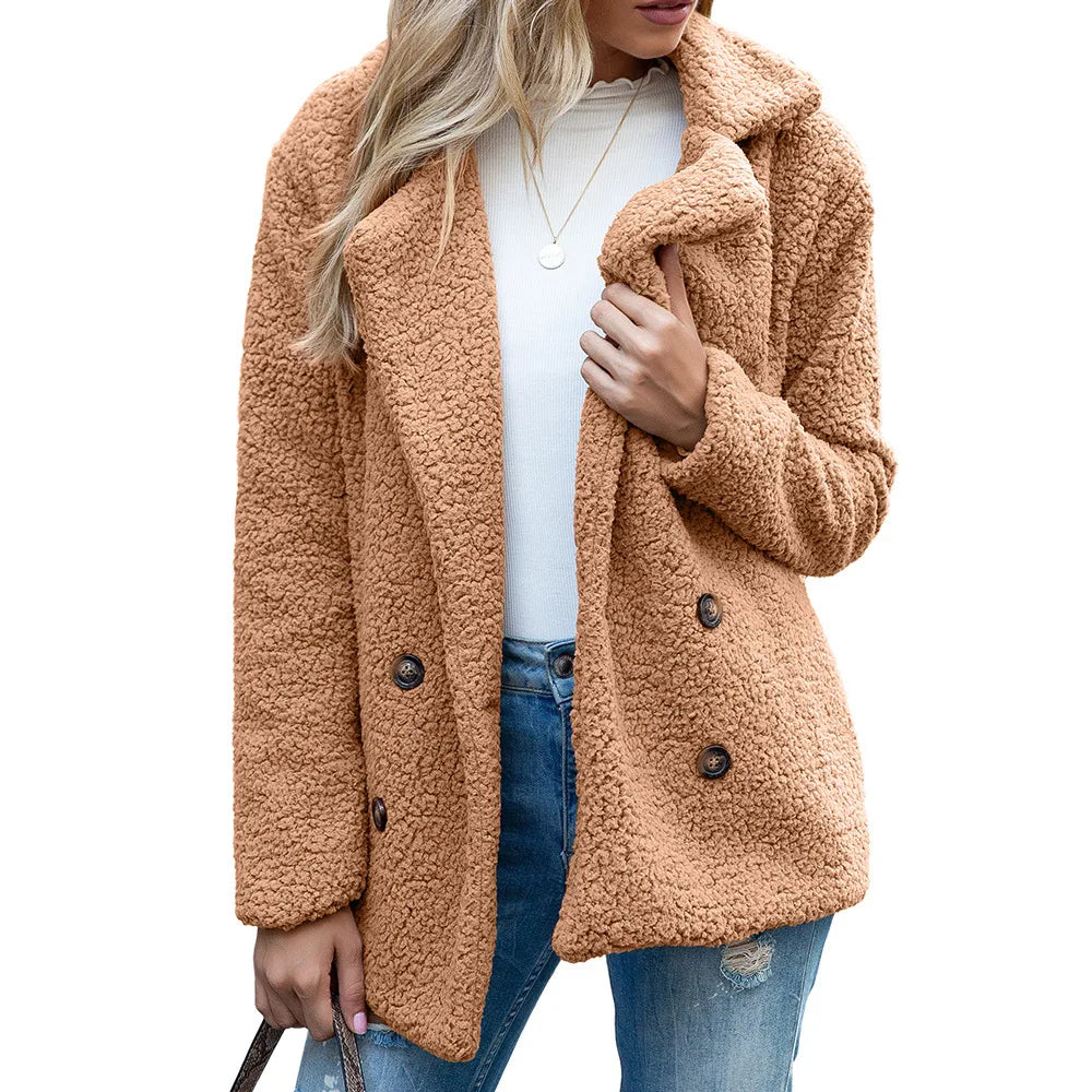 Women's Autumn Winter Faux Fur Fleece Coat